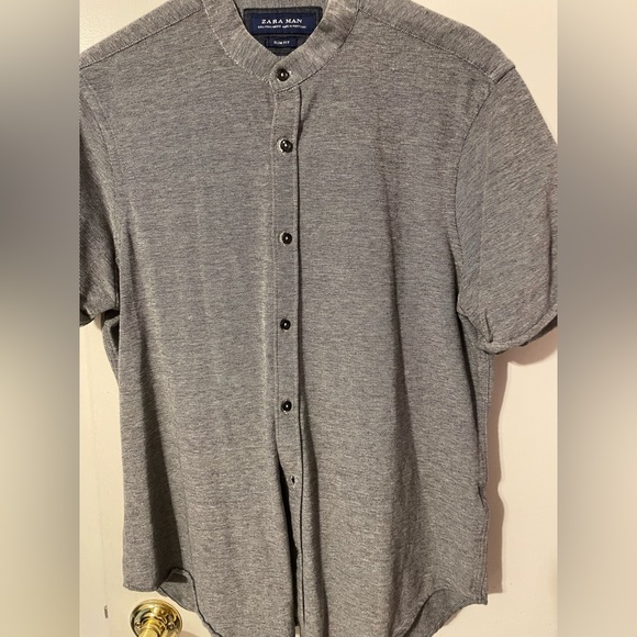 Zara slim fit men’s shirt size Medium gray color - Picture 4 of 8